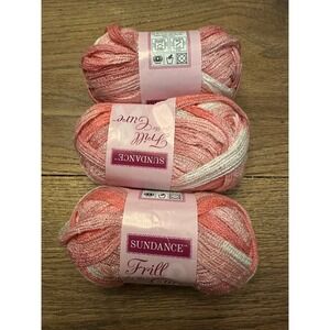 Sundance Frill for the‎ Cure Yarn Pink White Variegated Mesh Scarf Lot 3 Skeins